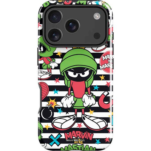 Looney Tunes Marvin the Martian Striped Patches iPhone 18 Pro Impact Case