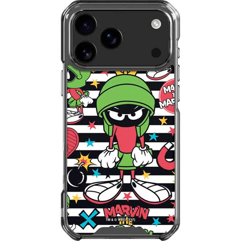 Looney Tunes Marvin the Martian Striped Patches iPhone 18 Pro Max Clear Case