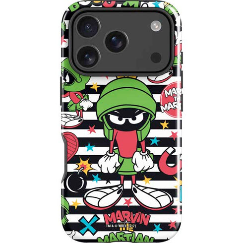Looney Tunes Marvin the Martian Striped Patches iPhone 18 Pro Max Impact Case