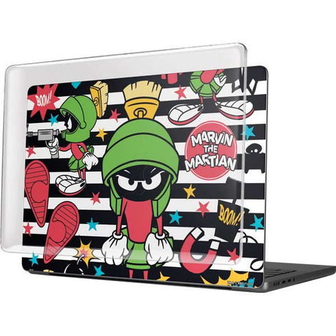 Looney Tunes Marvin the Martian Striped Patches MacBook Pro 14in (2021-24) Case plus Skin