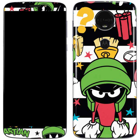 Looney Tunes Marvin the Martian Striped Patches Moto E5 Plus Skin