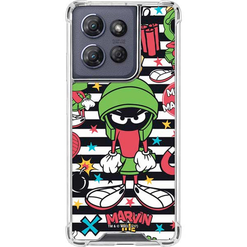 Looney Tunes Marvin the Martian Striped Patches Moto G 5G (2025) Clear Case