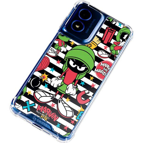 Looney Tunes Marvin the Martian Striped Patches Moto G Play 4G (2024) Clear Case