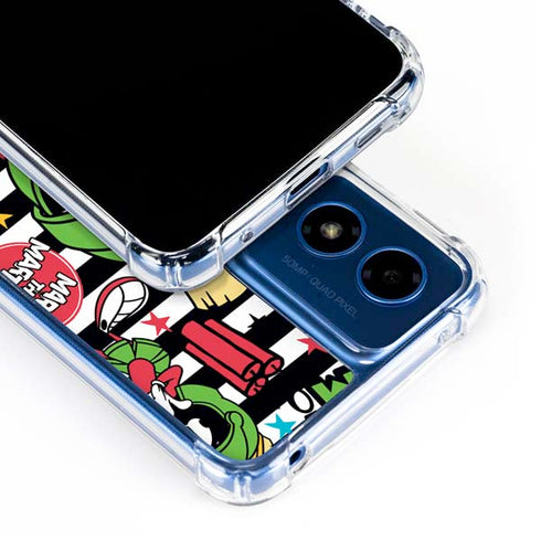 Looney Tunes Marvin the Martian Striped Patches Moto G Play 4G (2024) Clear Case