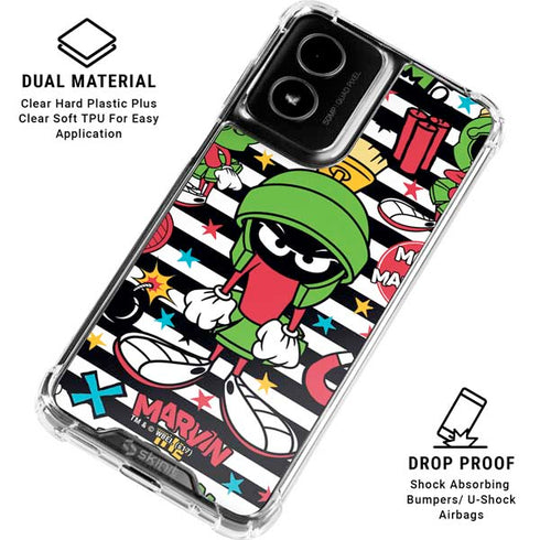 Looney Tunes Marvin the Martian Striped Patches Moto G Power 5G (2024) Clear Case