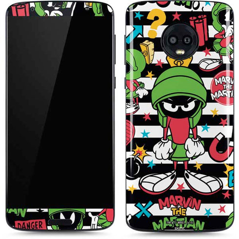Looney Tunes Marvin the Martian Striped Patches Moto G6 Skin