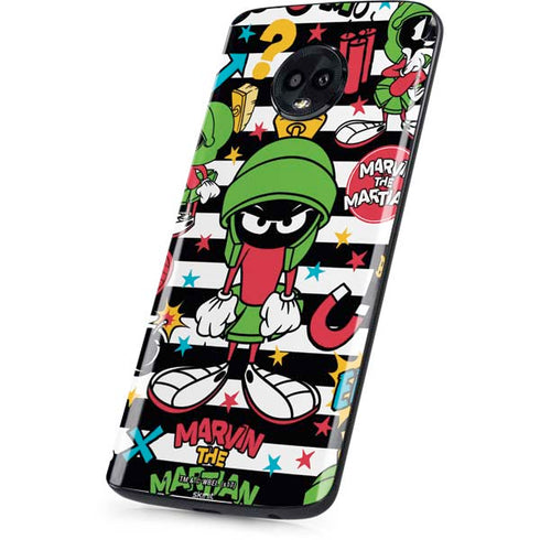 Looney Tunes Marvin the Martian Striped Patches Moto G6 Skin
