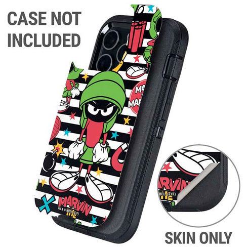 Looney Tunes Marvin the Martian Striped Patches Otterbox Defender iPhone Skin