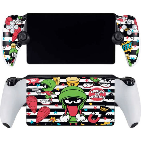 Looney Tunes Marvin the Martian Striped Patches PlayStation PS5 Skins