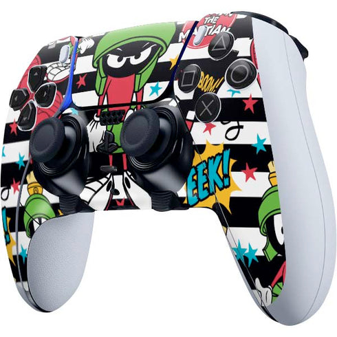 Looney Tunes Marvin the Martian Striped Patches PS5 DualSense Edge Pro Controller Skin