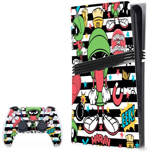 Looney Tunes Marvin the Martian Striped Patches PS5 Pro Bundle Skin