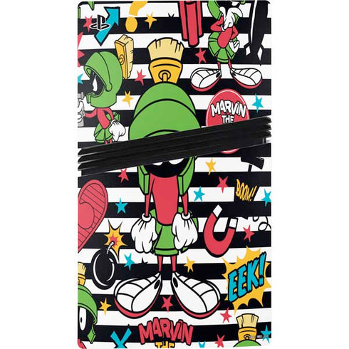 Looney Tunes Marvin the Martian Striped Patches PS5 Pro Console Skin