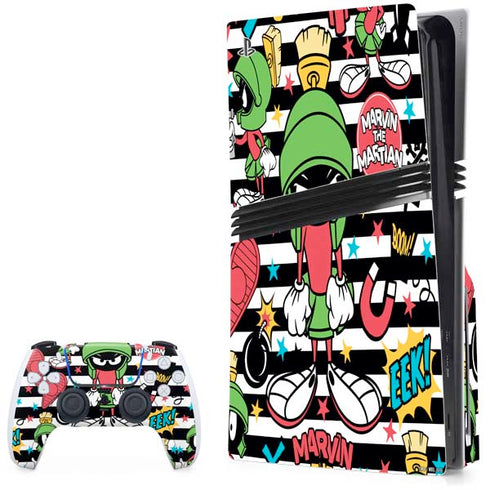 Looney Tunes Marvin the Martian Striped Patches PS5 Pro Disk Bundle Skin