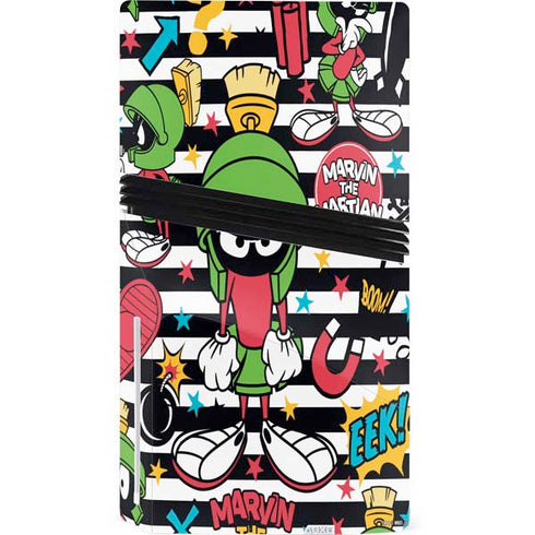 Looney Tunes Marvin the Martian Striped Patches PS5 Pro Disk Bundle Skin
