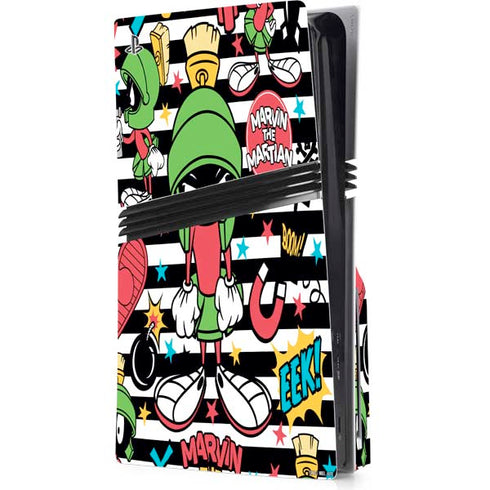 Looney Tunes Marvin the Martian Striped Patches PS5 Pro Disk Console Skin