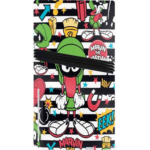 Looney Tunes Marvin the Martian Striped Patches PS5 Pro Disk Console Skin