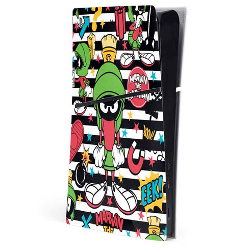 Looney Tunes Marvin the Martian Striped Patches PlayStation PS5 Skins