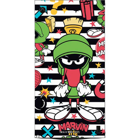 Looney Tunes Marvin the Martian Striped Patches XBox Series X Digital Edition Console Skin