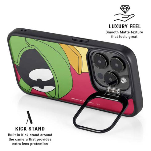 Looney Tunes Marvin The Martian Zoomed In iPhone 14 Pro Max Kickstand Case