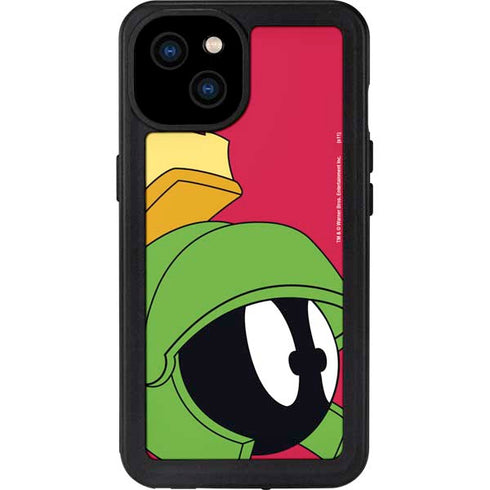 Looney Tunes Marvin The Martian Zoomed In iPhone 15 Plus Waterproof Case