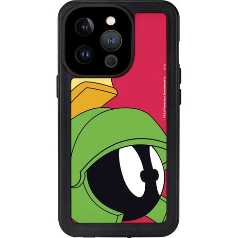 Looney Tunes Marvin The Martian Zoomed In iPhone 15 Pro Waterproof Case