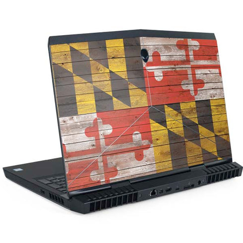 Maryland Flag Dark Wood Dell Alienware Skin