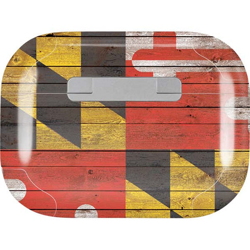 Maryland Flag Dark Wood AirPods Skins