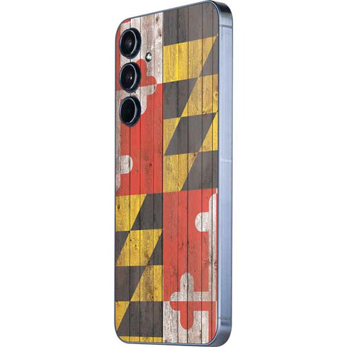 Maryland Flag Dark Wood Galaxy A35 5G Skin