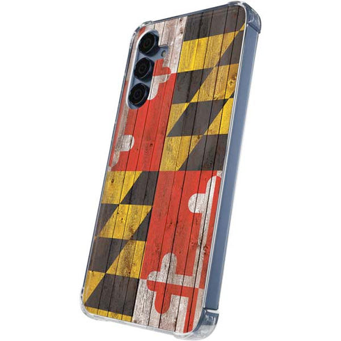 Maryland Flag Dark Wood Galaxy A55 5G Clear Case