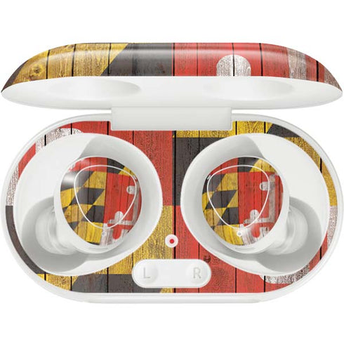 Maryland Flag Dark Wood Galaxy Buds Plus Skin