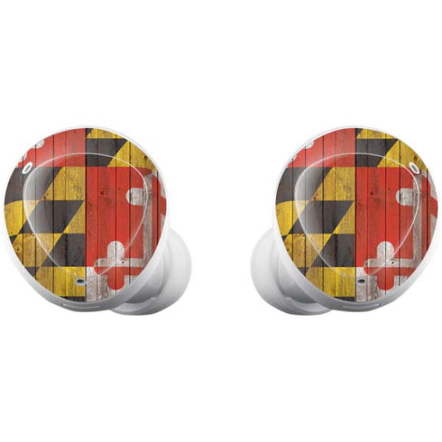 Maryland Flag Dark Wood Galaxy Buds Plus Skin