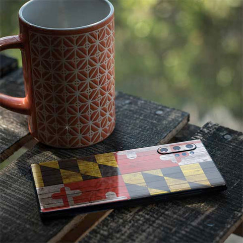 Maryland Flag Dark Wood Galaxy Note 10 Plus Skin