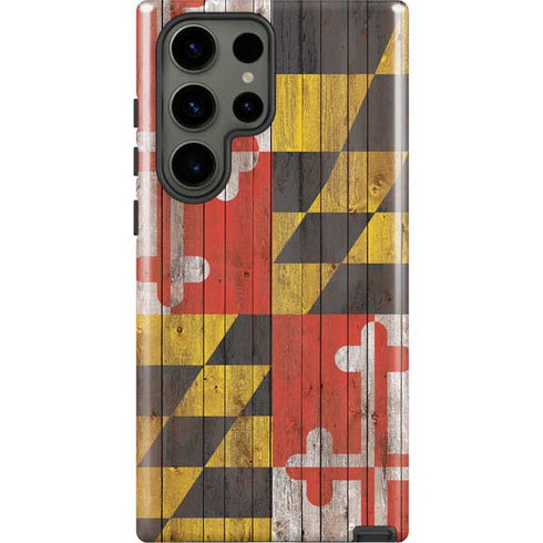 Maryland Flag Dark Wood Galaxy S23 Ultra Pro Case