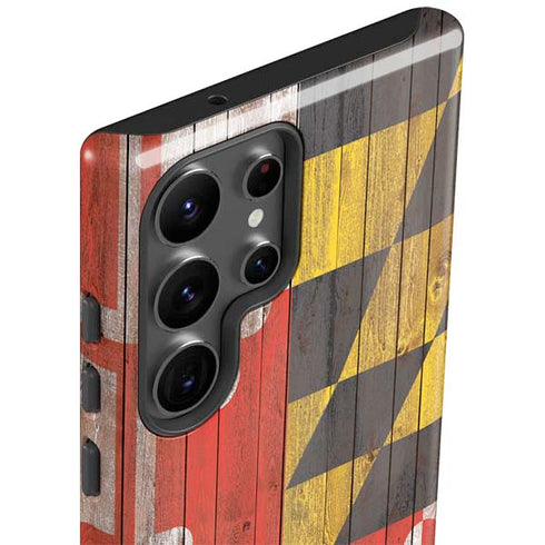 Maryland Flag Dark Wood Galaxy S23 Ultra Pro Case