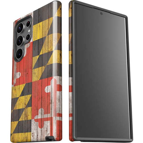 Maryland Flag Dark Wood Galaxy S23 Ultra Pro Case