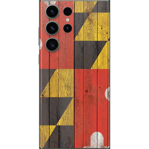 Maryland Flag Dark Wood Galaxy Skins