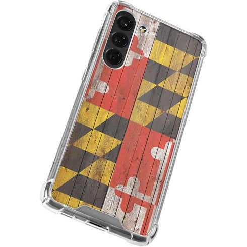 Maryland Flag Dark Wood Galaxy S24 FE Clear Case
