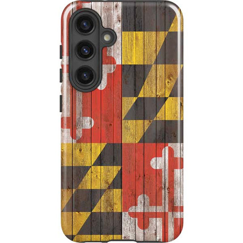 Maryland Flag Dark Wood Galaxy S25 Impact Case