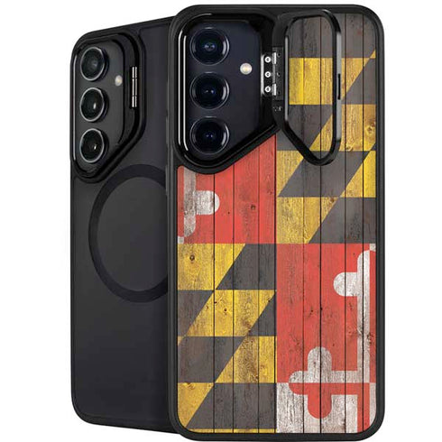 Maryland Flag Dark Wood Galaxy S24 Kickstand Case