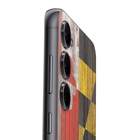 Maryland Flag Dark Wood Galaxy S25 Plus Skin