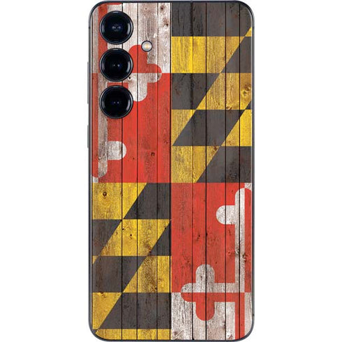 Maryland Flag Dark Wood Galaxy S24 Skin