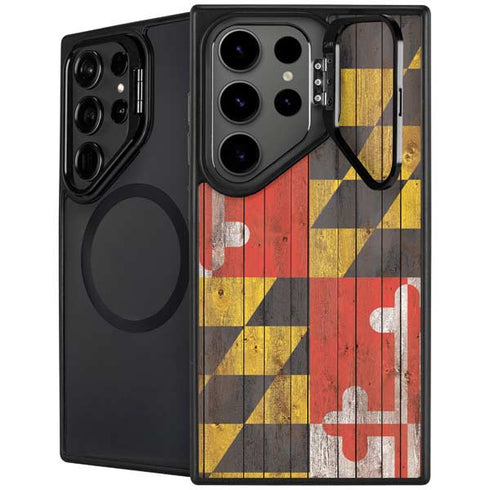 Maryland Flag Dark Wood Galaxy Cases