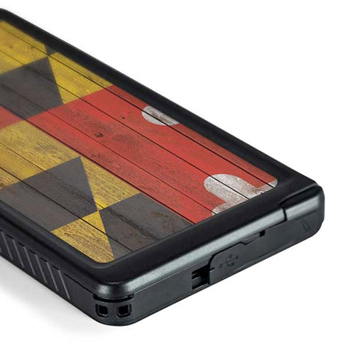 Maryland Flag Dark Wood Galaxy S24 Ultra Waterproof Case