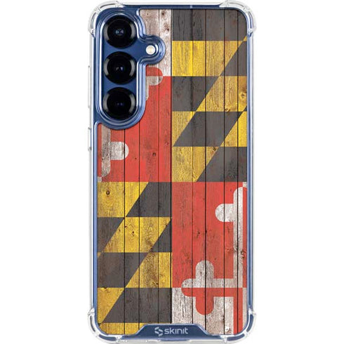 Maryland Flag Dark Wood Galaxy S25 Clear Case
