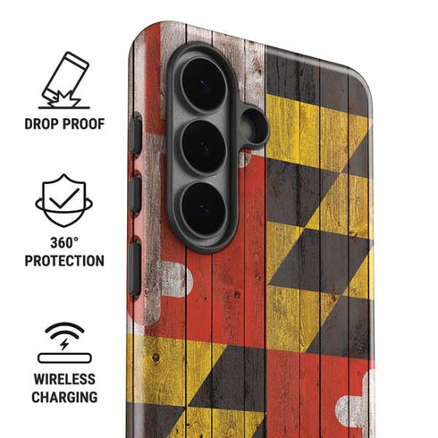 Maryland Flag Dark Wood Galaxy S26 Impact Case