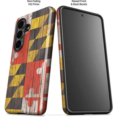Maryland Flag Dark Wood Galaxy S26 Impact Case