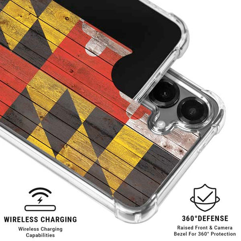 Maryland Flag Dark Wood Galaxy S26 Plus Clear Case