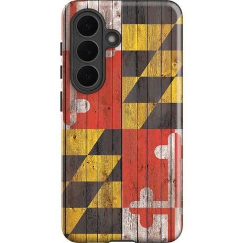 Maryland Flag Dark Wood Galaxy S26 Plus Impact Case