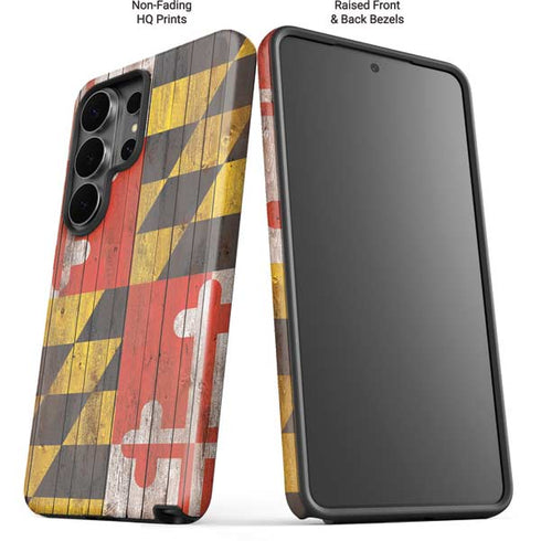 Maryland Flag Dark Wood Galaxy S26 Ultra Impact Case