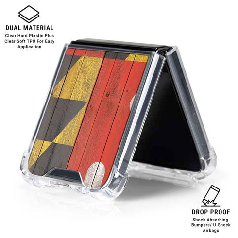 Maryland Flag Dark Wood Galaxy Z Flip6 Clear Case